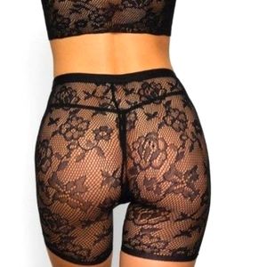 BLACK Knit LACE Boxer Short